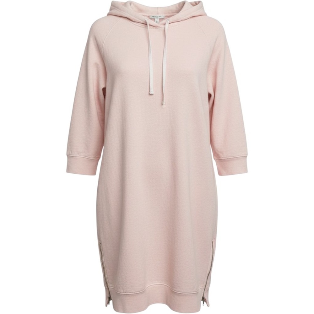 True Craft Pink Hooded Sweatshirt Dress Side Zippers XS NWT